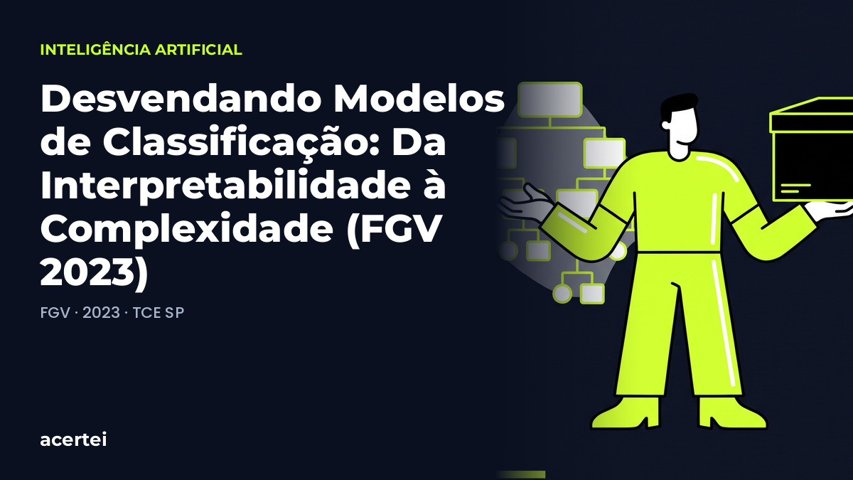 Capa do artigo Desvendando Modelos de Classificação: Da Interpretabilidade à Complexidade (FGV 2023), sobre Aprendizado de Máquina, no blog do Acertei: fundo azul-marinho com o título em destaque