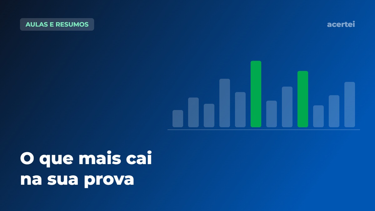 Gráfico de barras representando a incidência de assuntos nas provas de concurso, com as maiores barras destacadas em verde