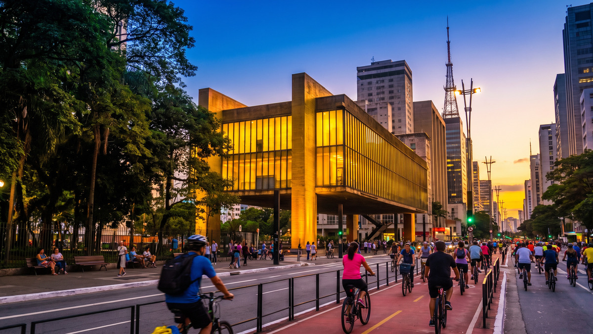 Avenida Paulista, em São Paulo (SP), cidade-sede do concurso. Imagem gerada por inteligência artificial.