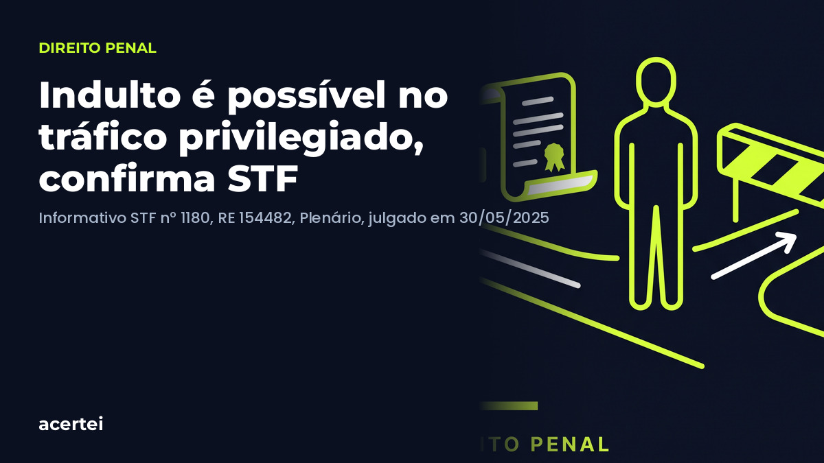 Indulto é possível no tráfico privilegiado, confirma STF — RE 154482. Imagem gerada por inteligência artificial.