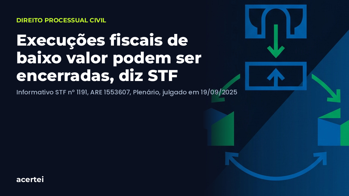 Execuções fiscais de baixo valor podem ser encerradas, diz STF — ARE 1553607. Imagem gerada por inteligência artificial.