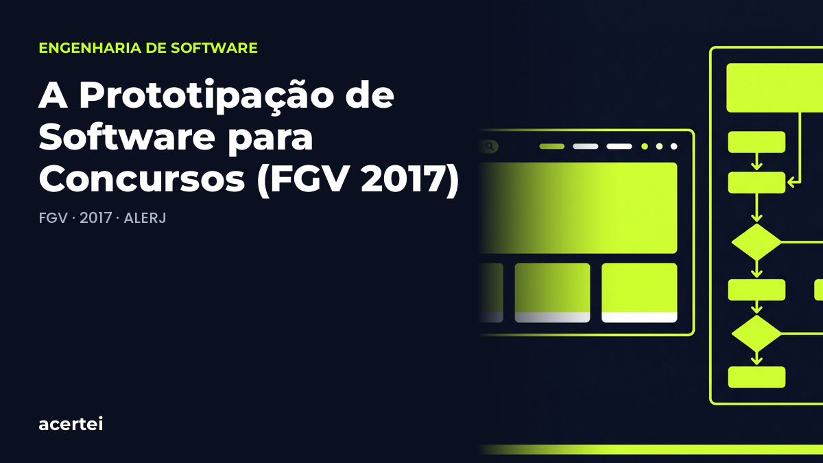 Capa do artigo A Prototipação de Software para Concursos (FGV 2017), sobre Engenharia de Requisitos, no blog do Acertei: fundo azul-marinho com o título em destaque